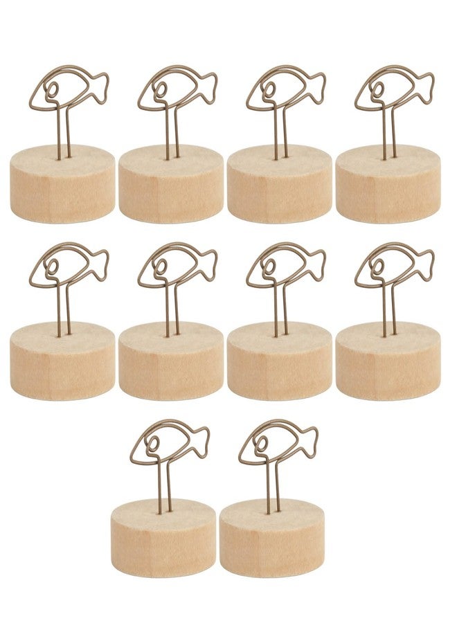 Topyond 10PCS Fish Shaped Table Number Holder - Cute and Simple Name Card Clips for Vertical Placement with Log Base - Ideal for Office, Events, and Parties - Image 1